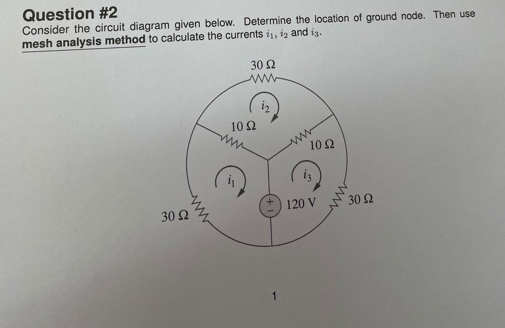 Question # 2 Consider the circuit diagram given