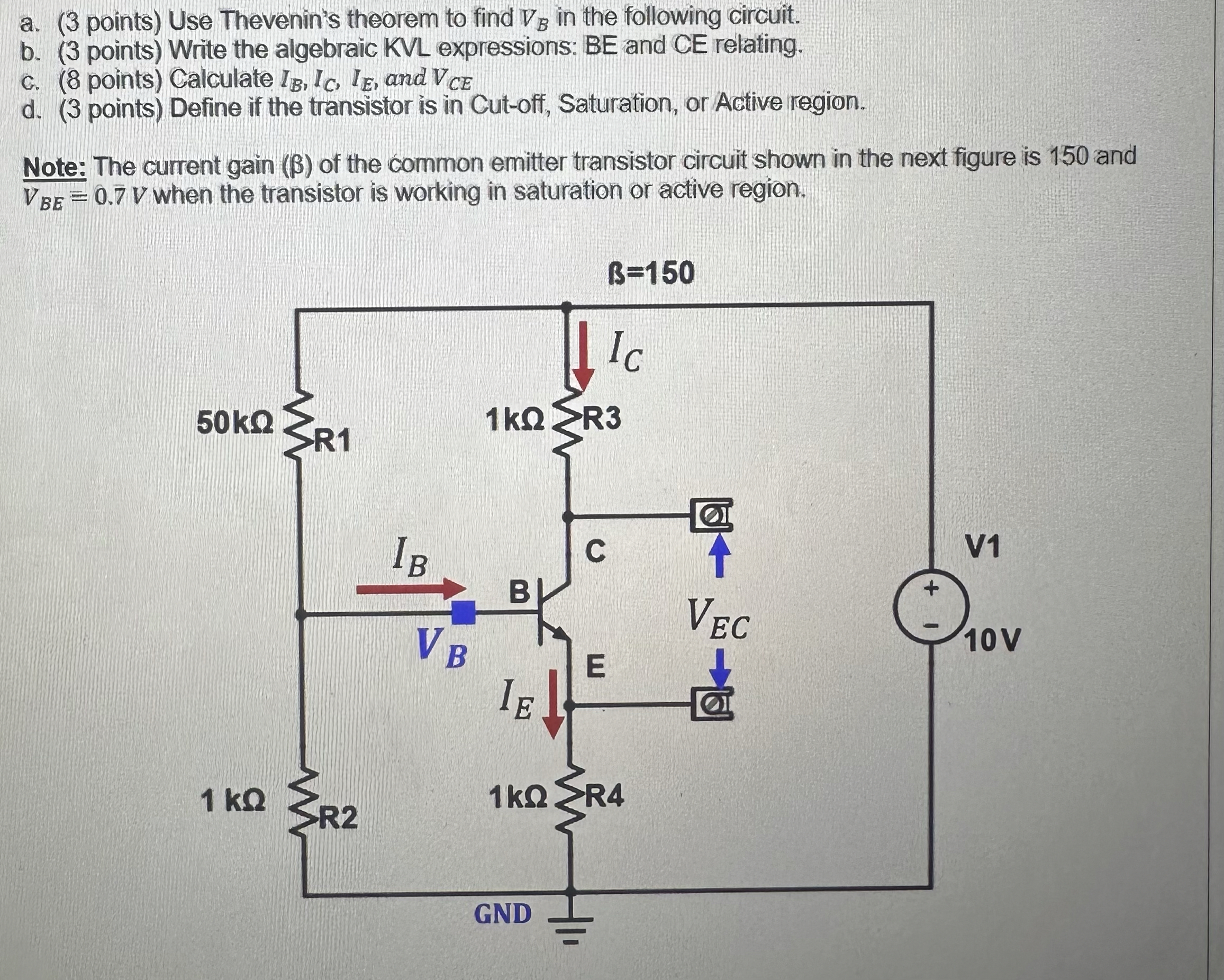 a . ( 3 points ) Use Thevenin's theorem to find V