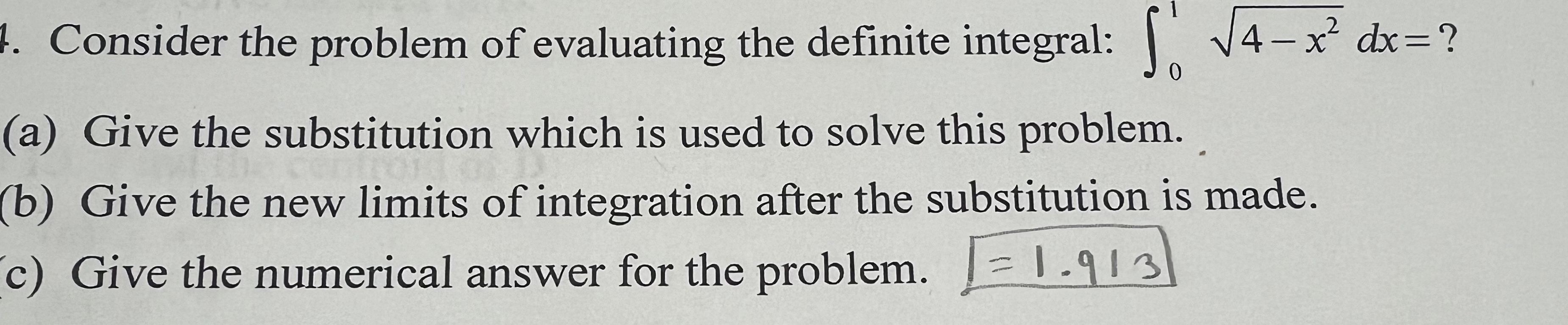 Consider the problem of evaluating the definite