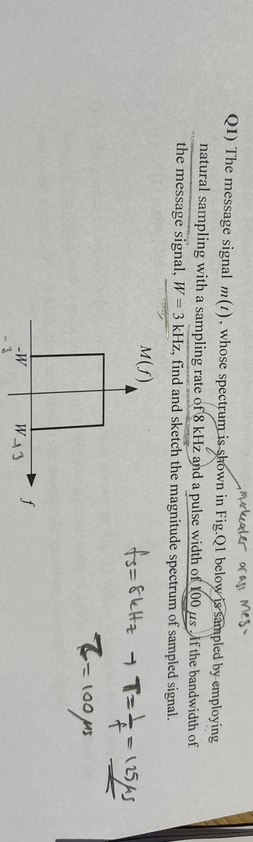 Merkeater oragy mes - Q 1 ) The message signal m