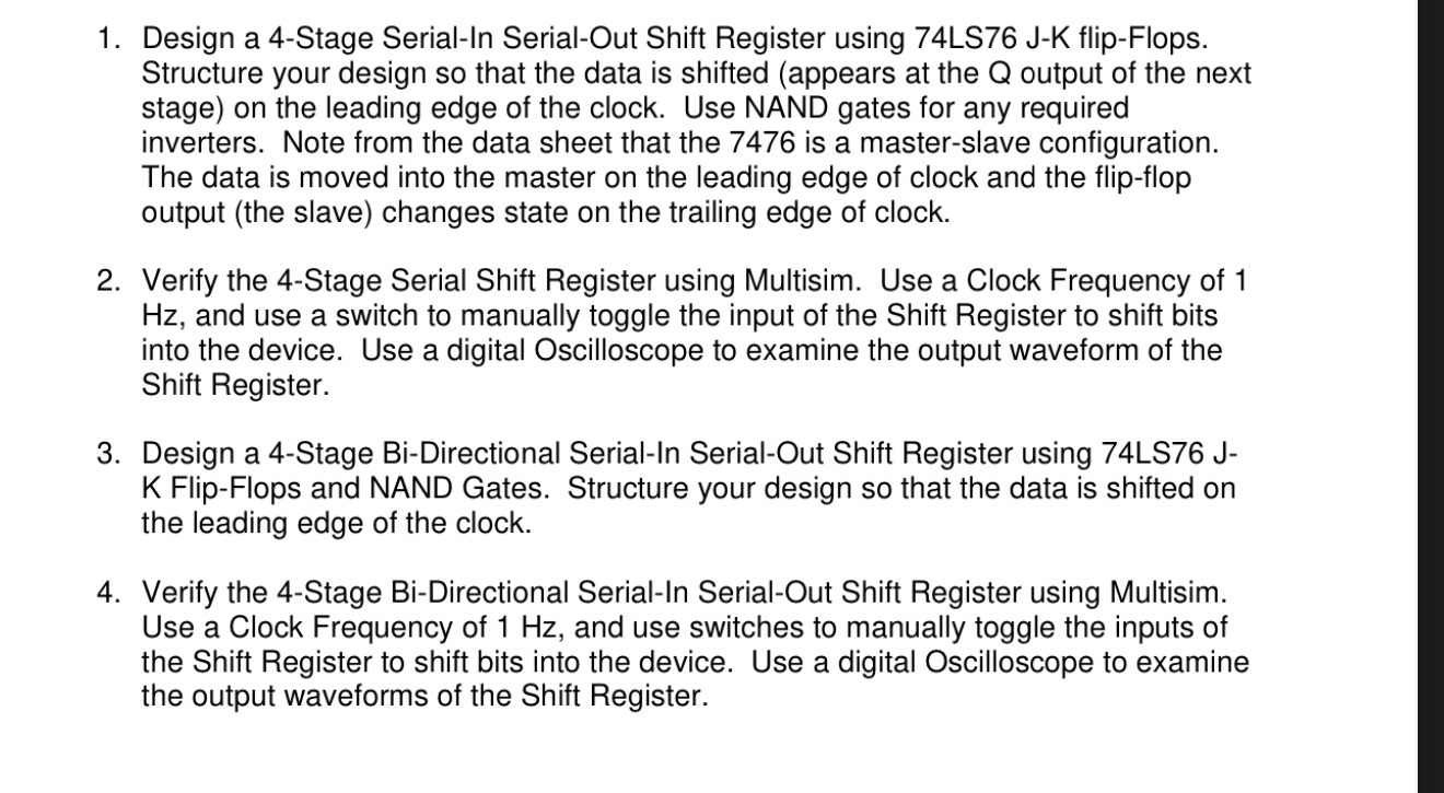 Design a 4 - Stage Serial - In Serial - Out Shift