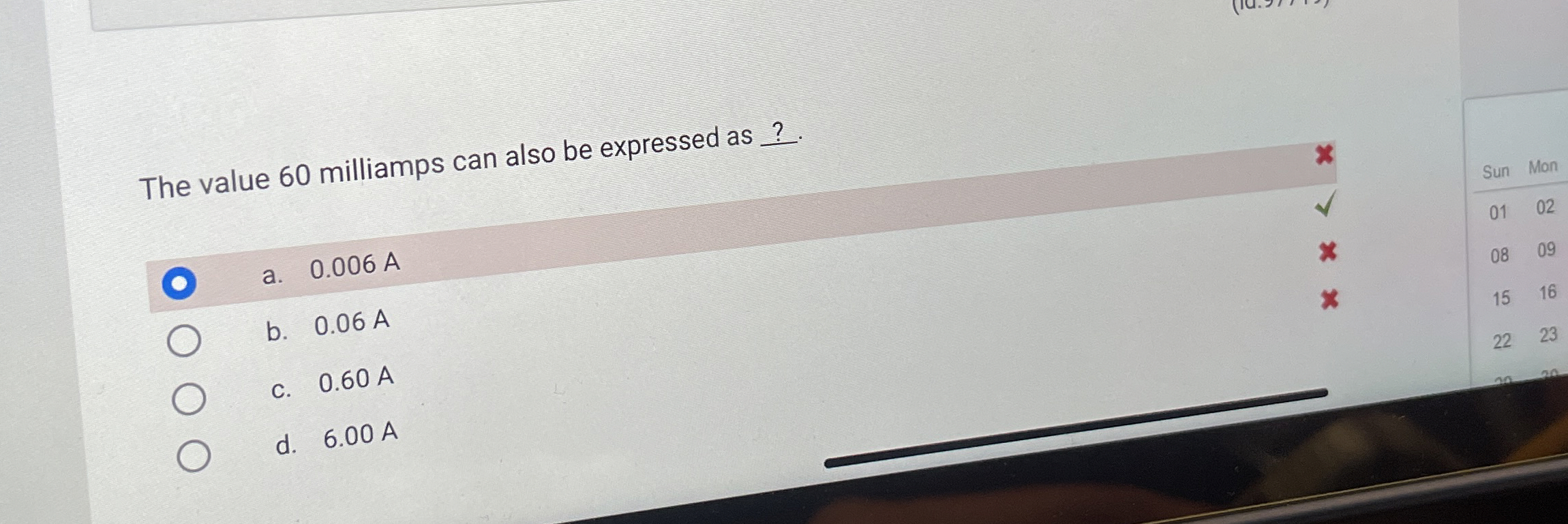 The value 6 0 milliamps can also be expressed as