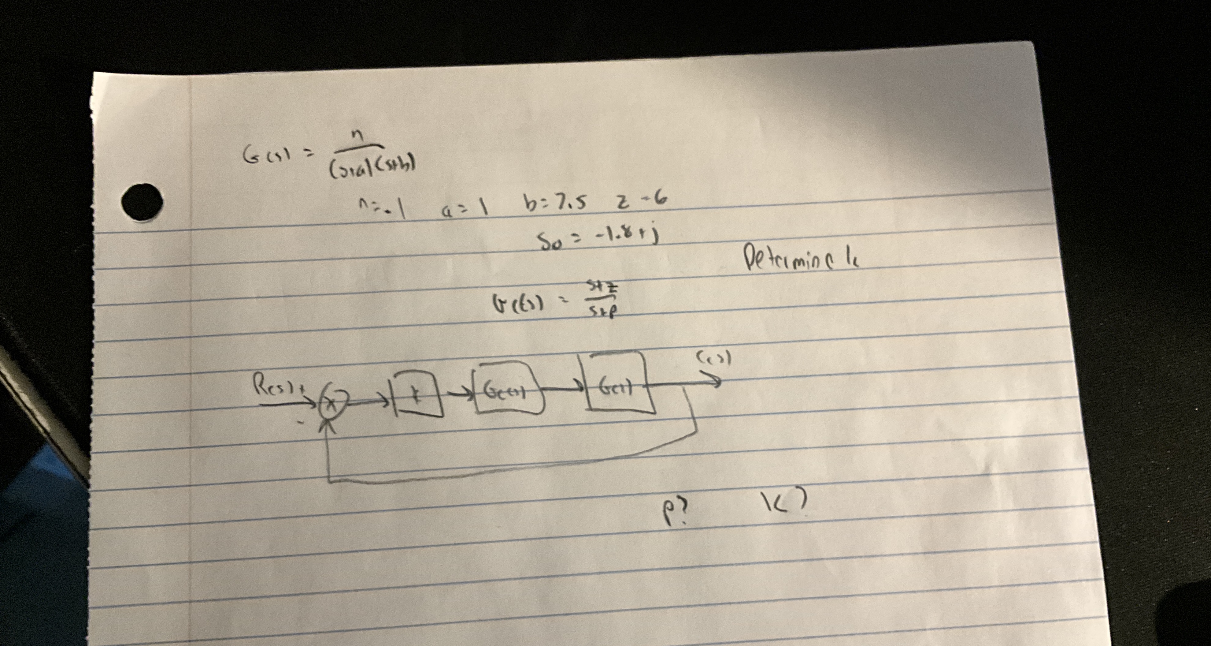G ( s ) = n ( S + a ) ( s + b ) n = - 1 , a = 1 ,