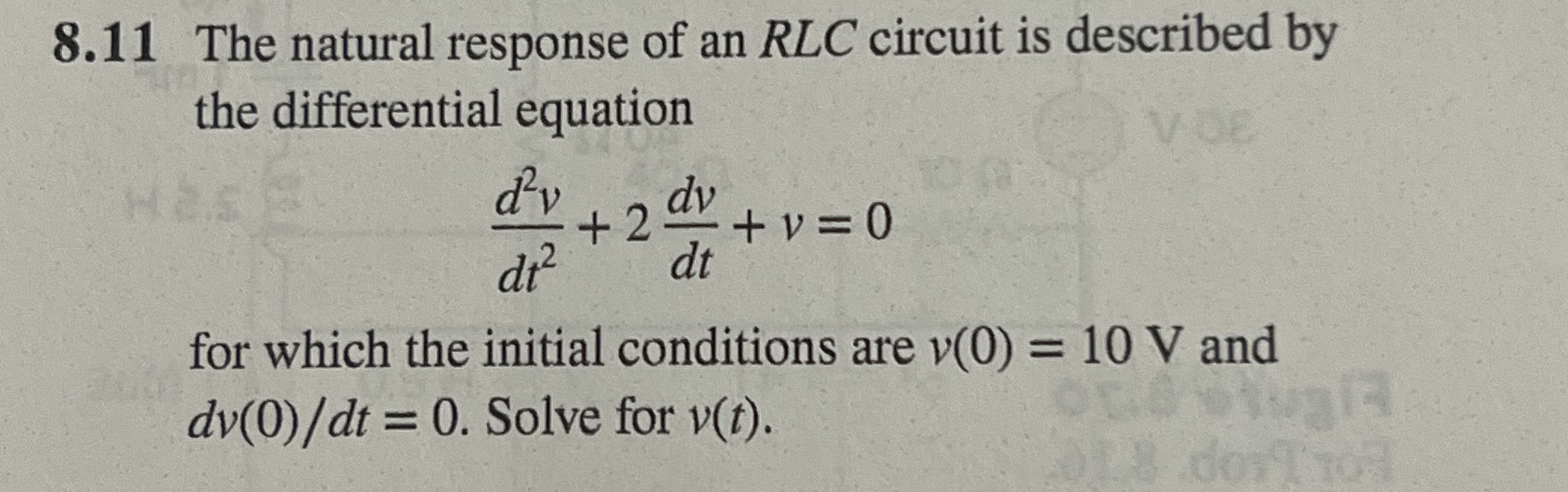 8 . 1 1 The natural response of an R L C circuit