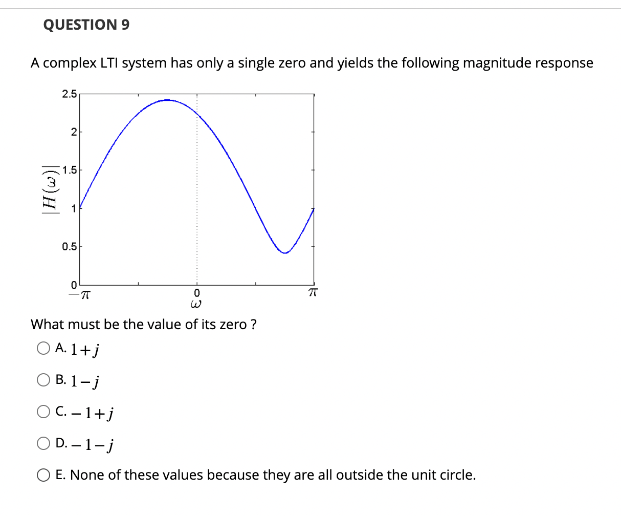 QUESTION 9 A complex LTI system has only a single
