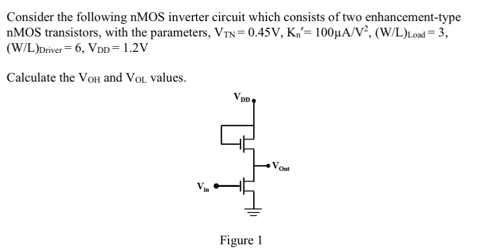 Consider the following nMOS inverter circuit