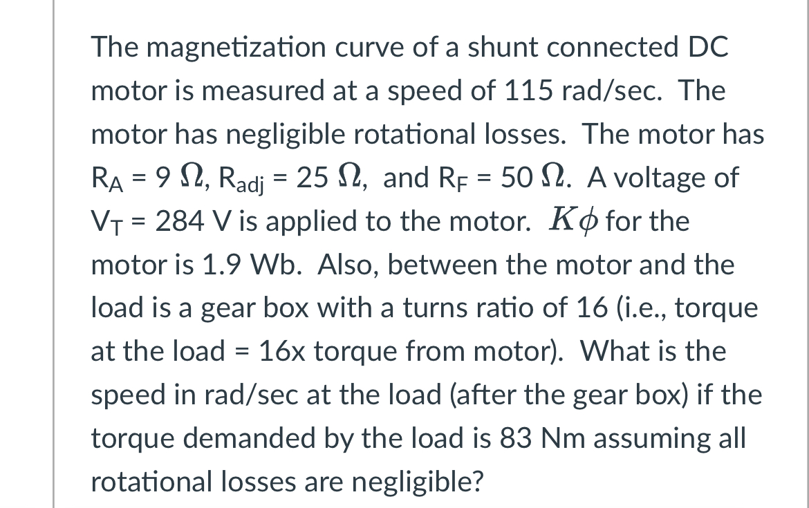 The magnetization curve of a shunt connected DC