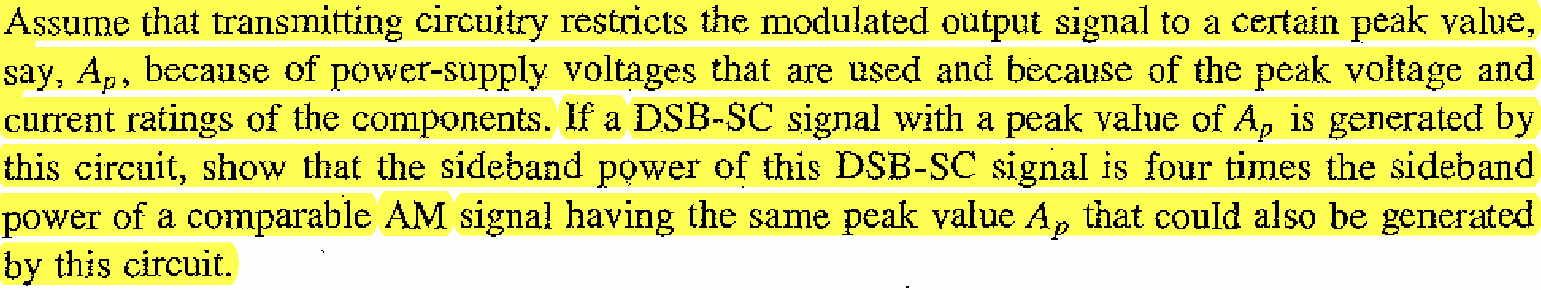 Assume that transmitting circuitry restricts the