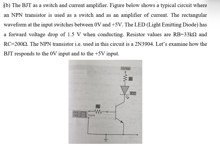 ( b ) The BJT as a switch and current amplifier.