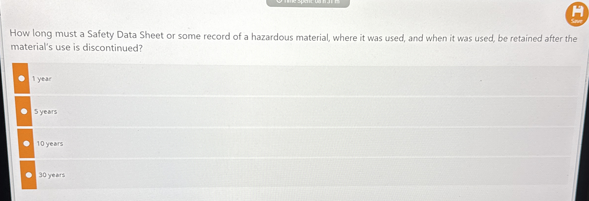 How long must a Safety Data Sheet or some record
