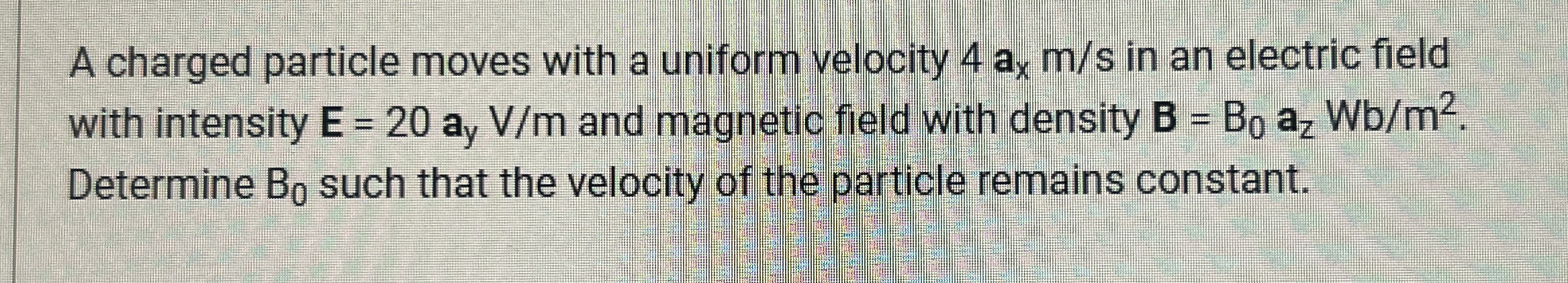 A charged particle moves with a uniform velocity