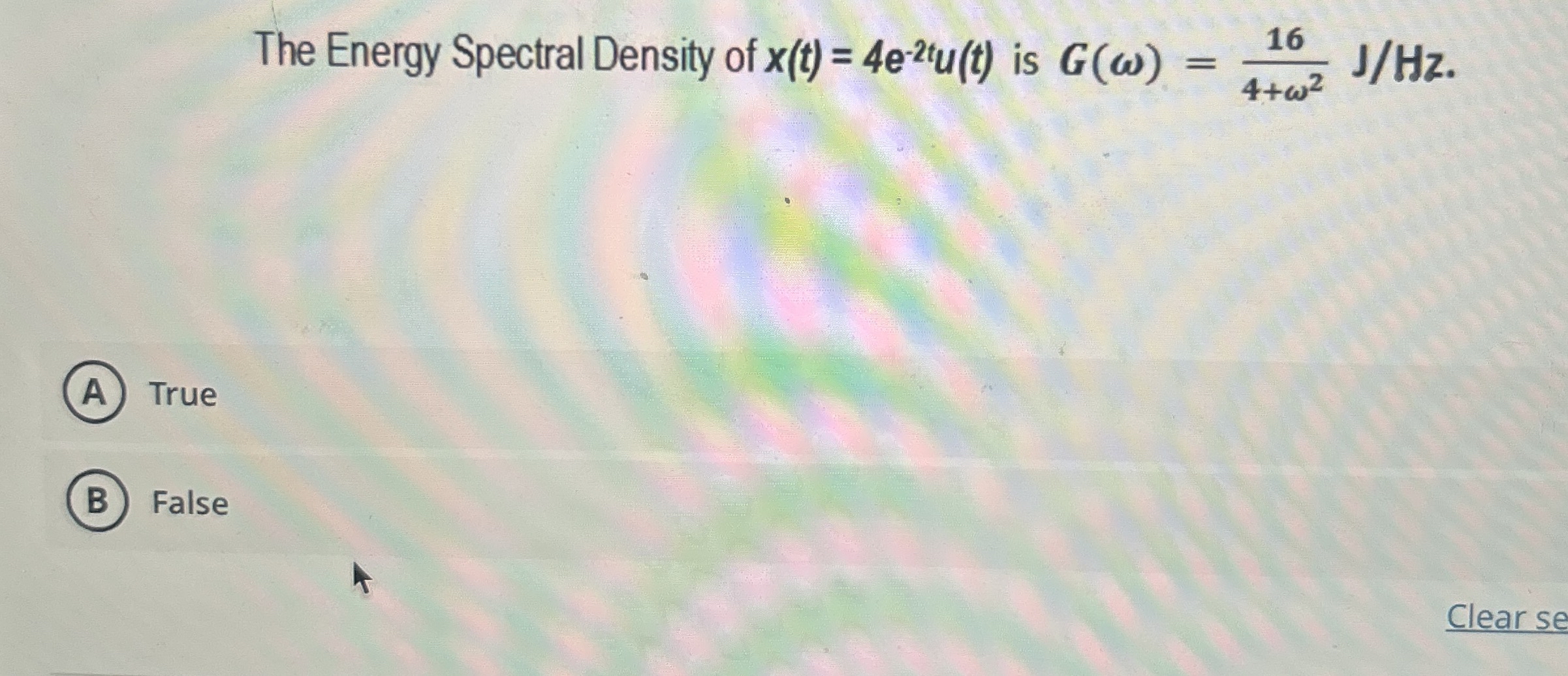 The Energy Spectral Density of x ( t ) = 4 e - 2