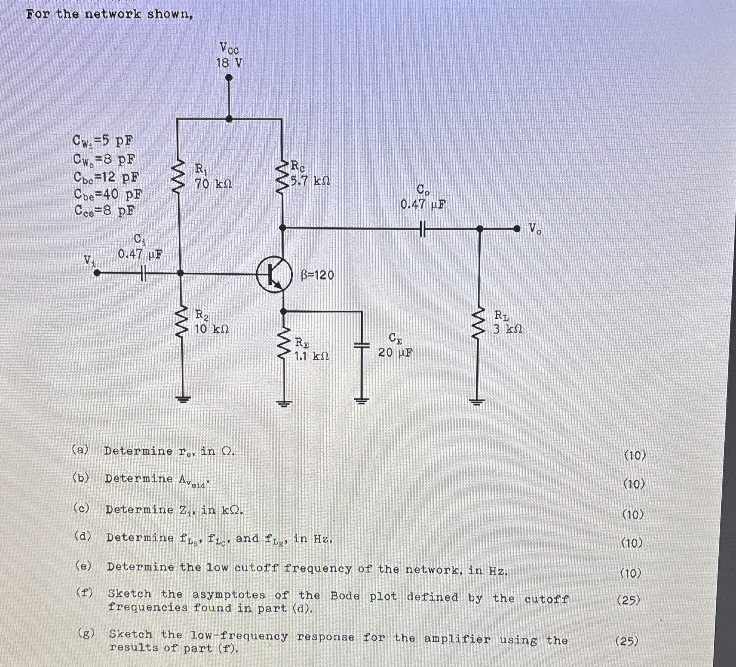 For the network shown, ( a ) Determine r 0 , in .