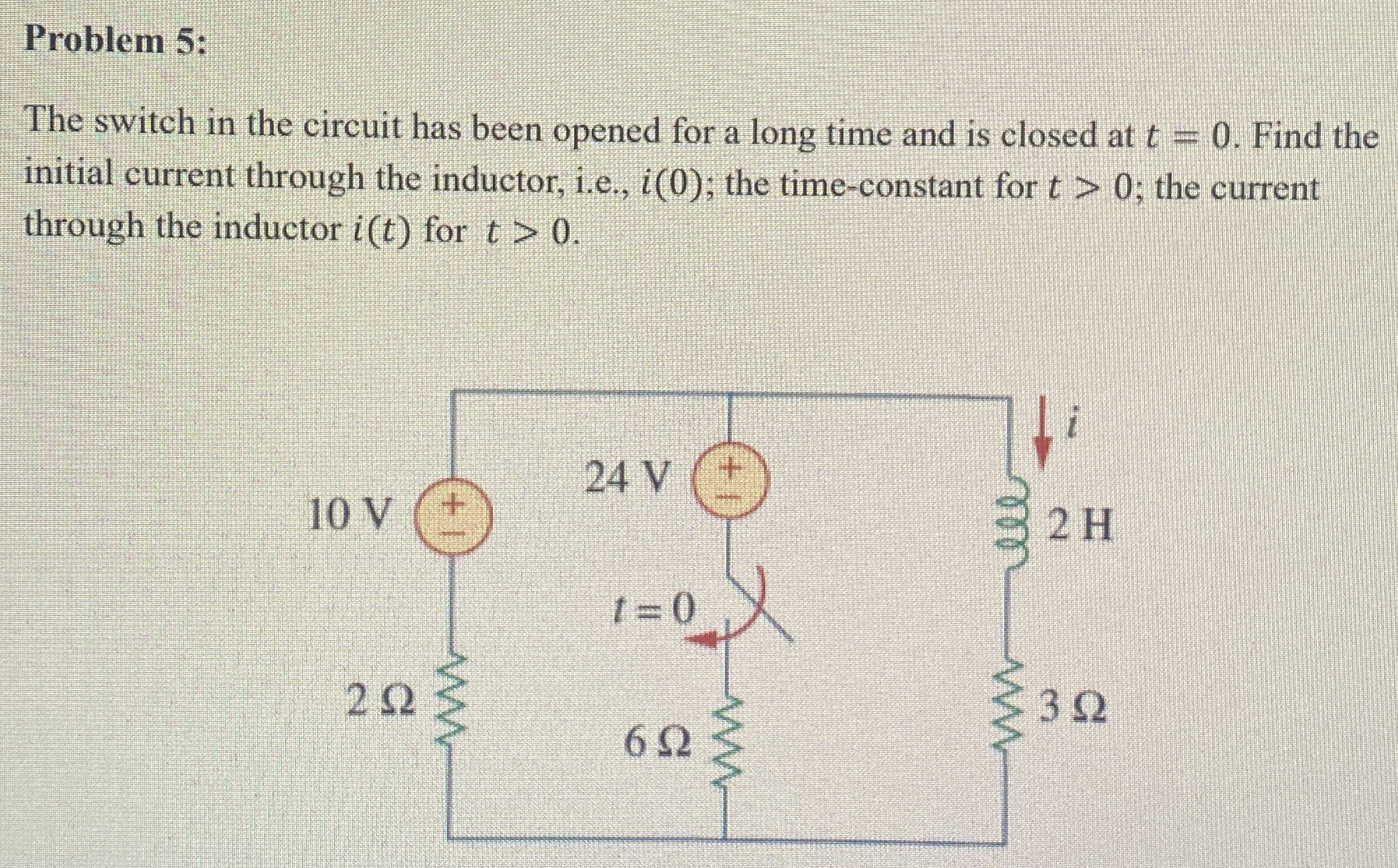 Problem 5 : The switch in the circuit has been
