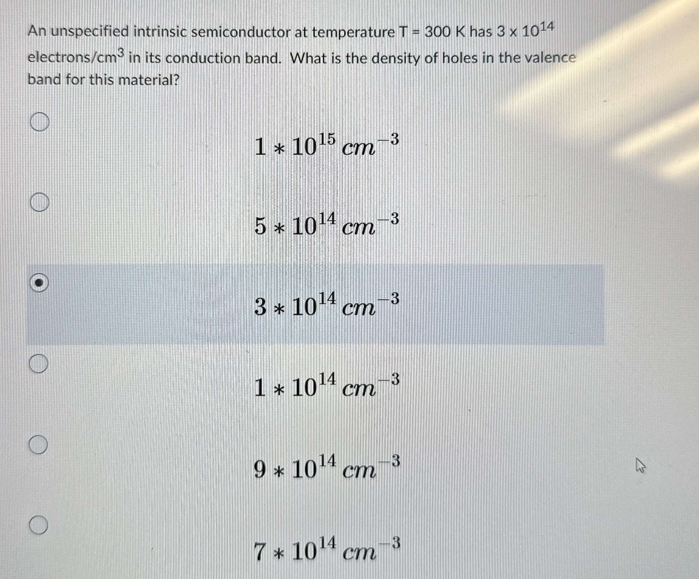 An unspecified intrinsic semiconductor at