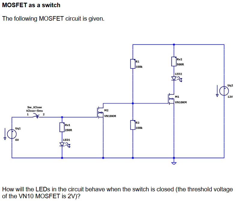 The following MOSFET circuit is given. How will