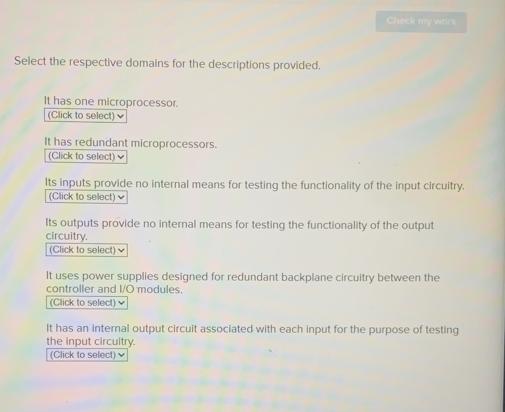 Select the respective domains for the