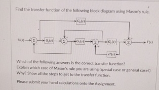 Find the transfer function of the following block