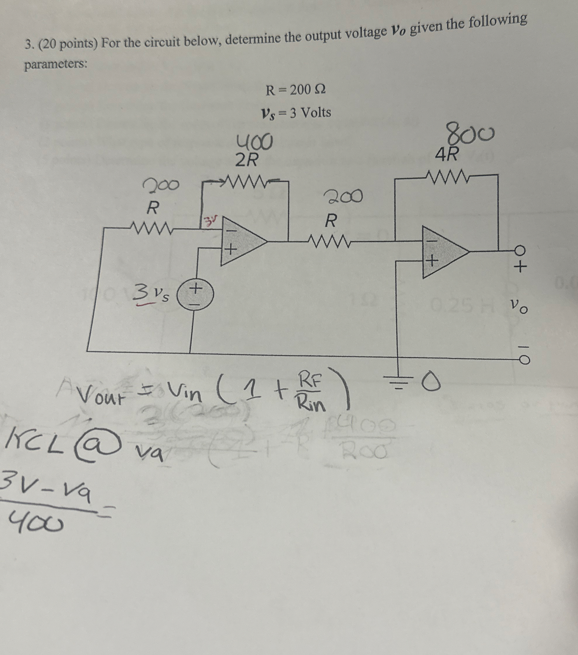 ( 2 0 points ) For the circuit below, determine