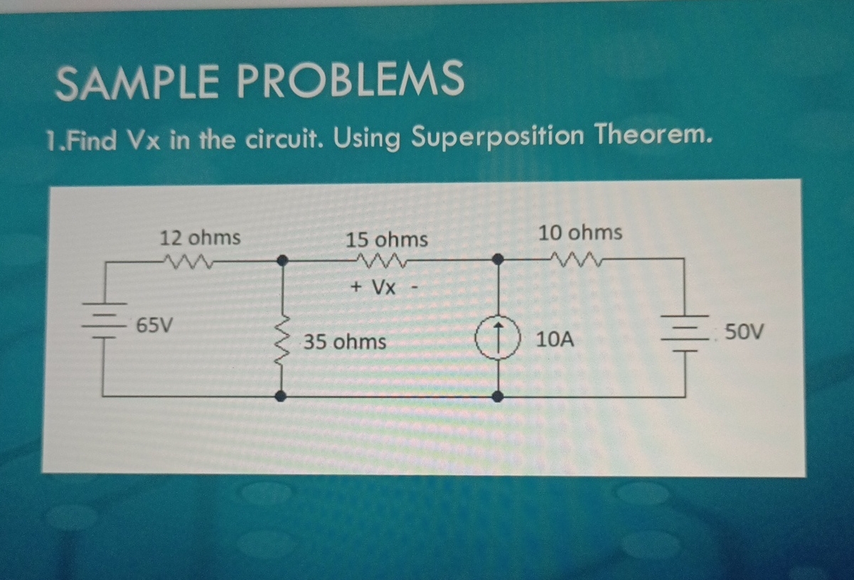 SAMPLE PROBLEMS 1 . Find V x in the circuit.