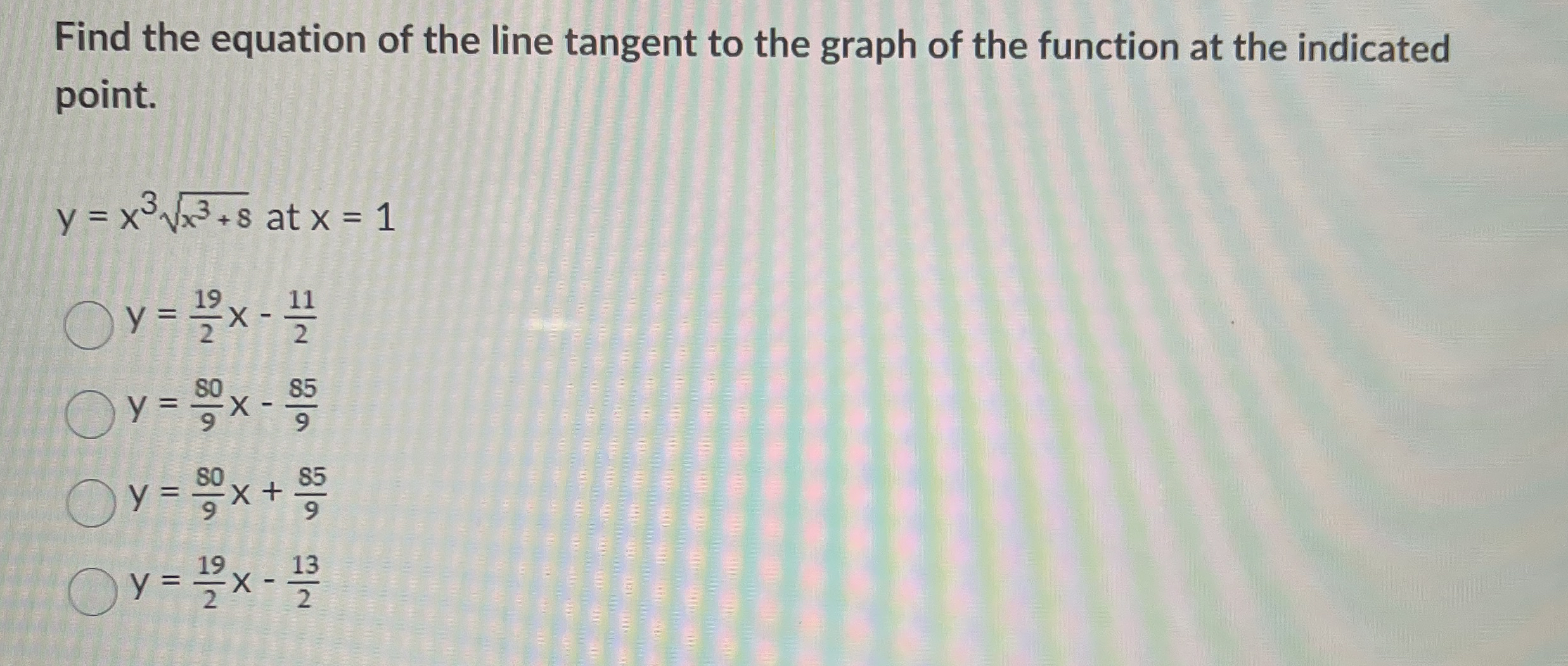 Find the equation of the line tangent to the