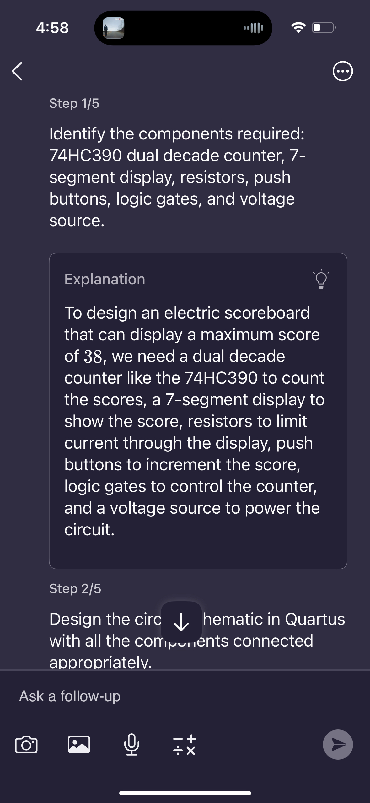 4 : 5 8 III Step 1 / 5 Identify the components