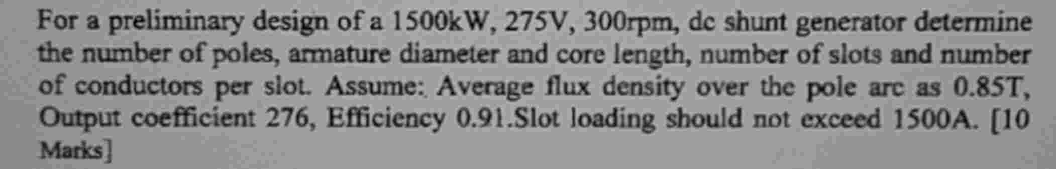 For a preliminary design of a \ ( 1 5 0 0 \