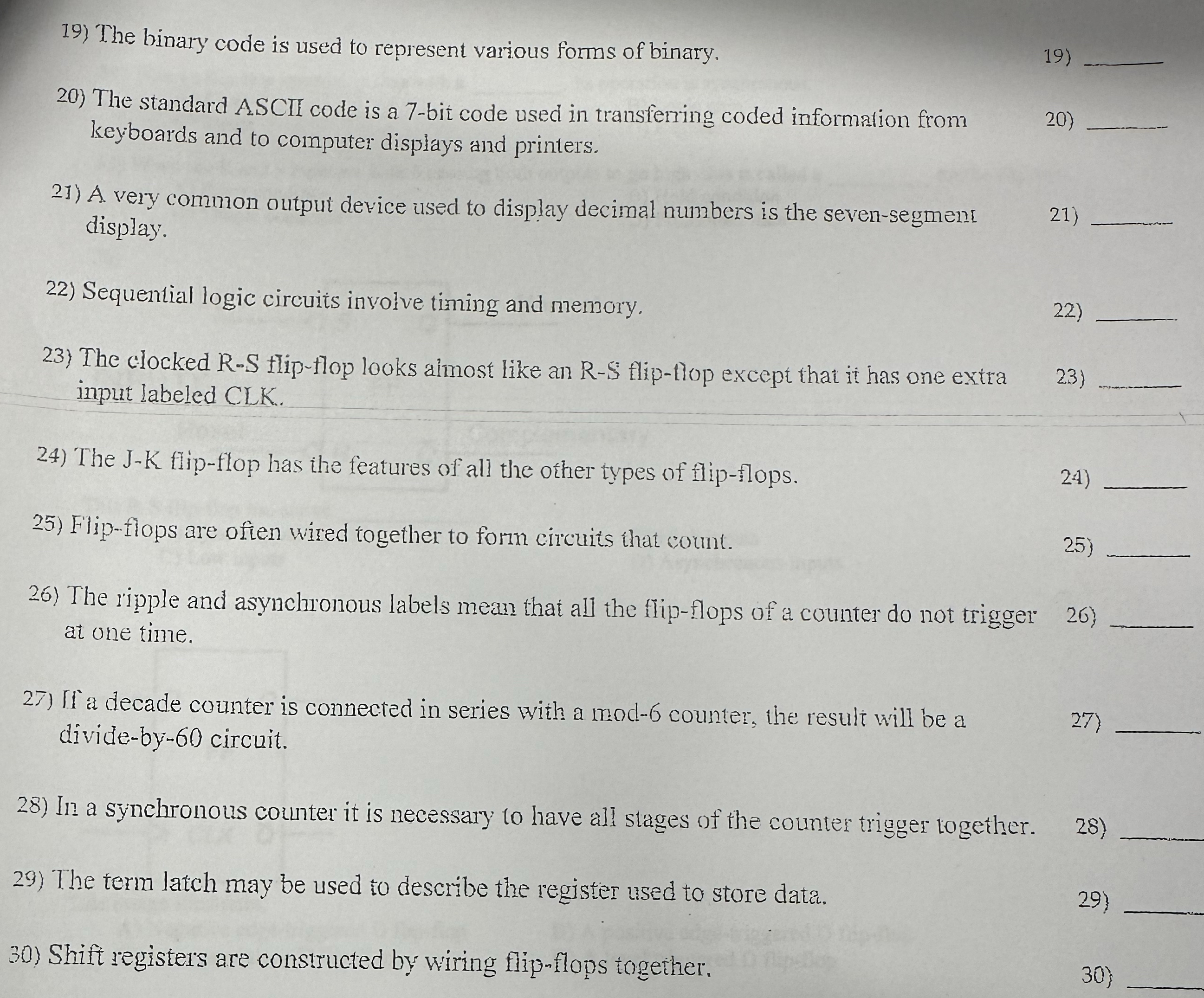 The binary code is used to represent various