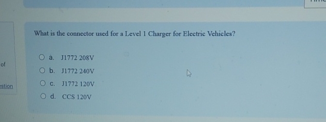 What is the connector used for a Level 1 Charger