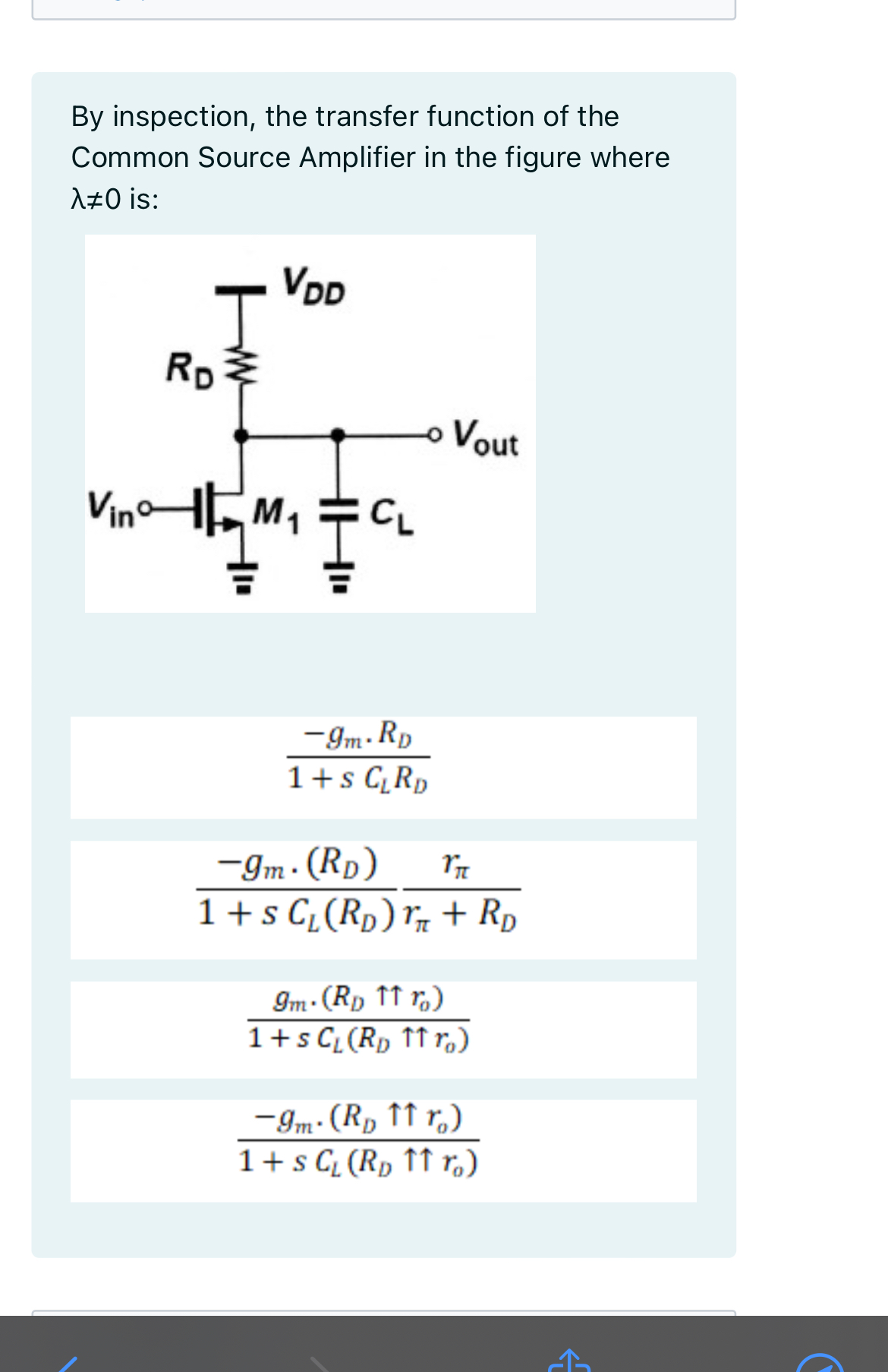 By inspection, the transfer function of the