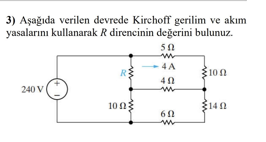 A a da verilen devrede Kirchoff gerilim ve ak m