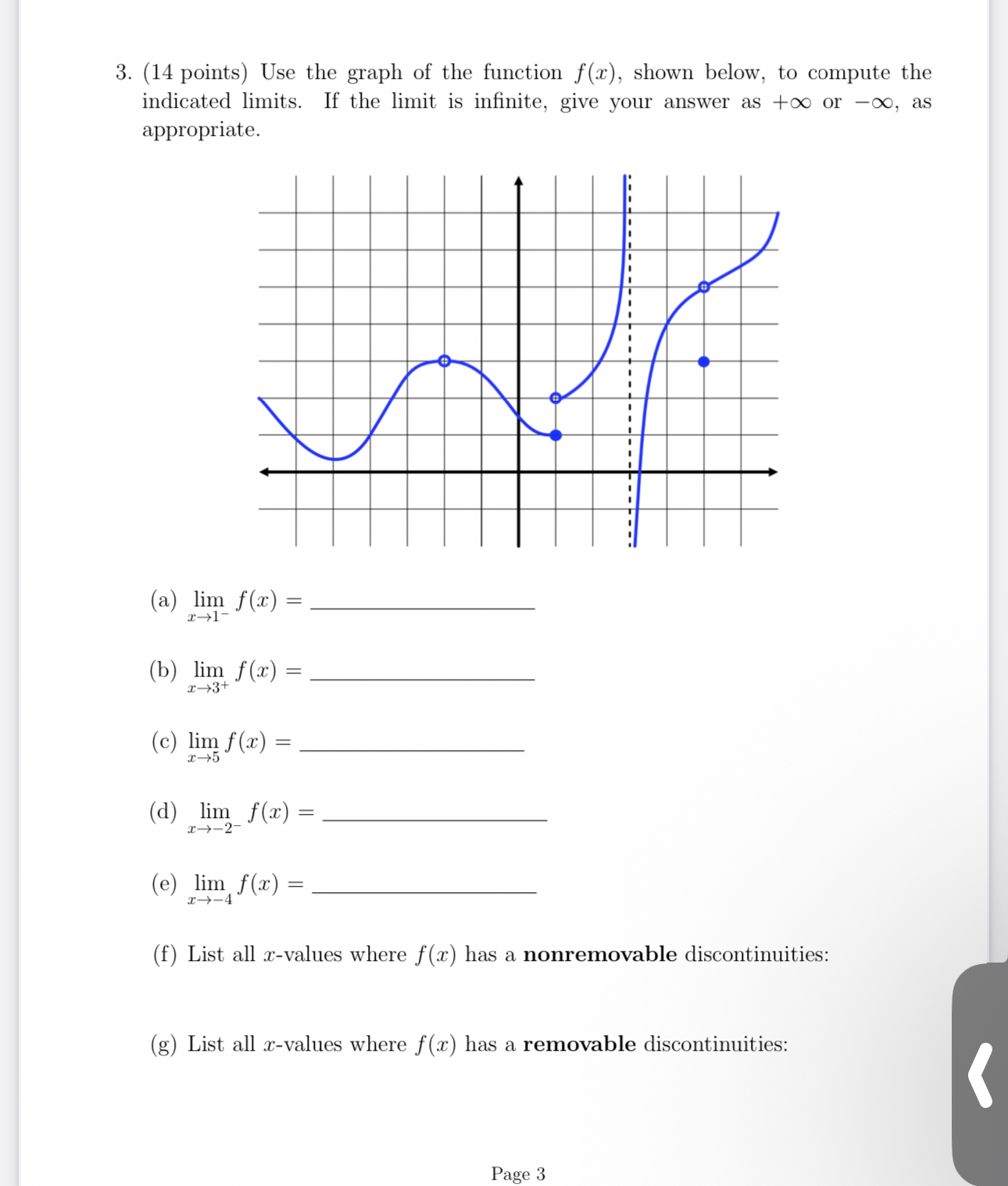 ( 1 4 points ) Use the graph of the function f (