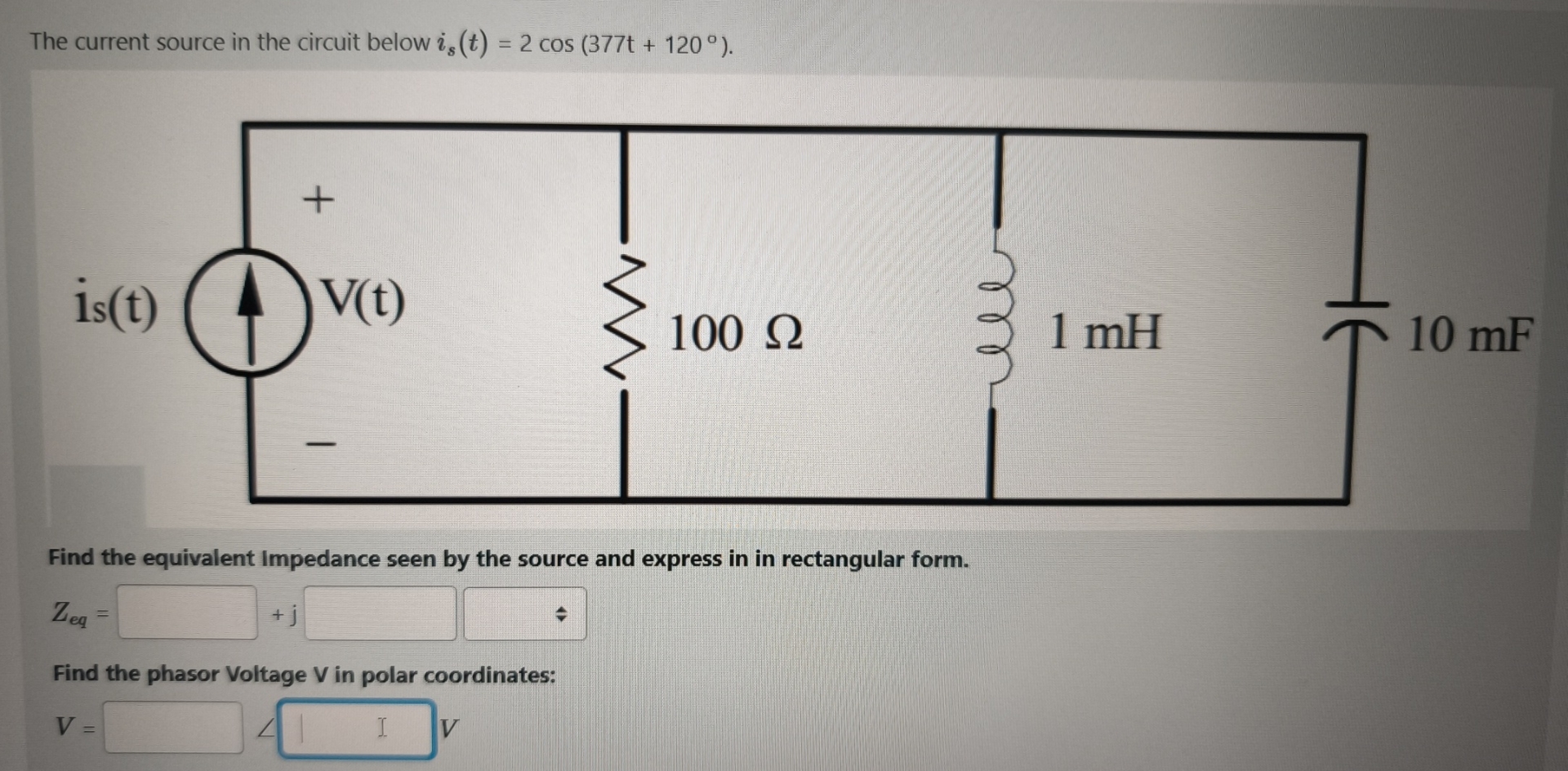 The current source in the circuit below i s ( t )