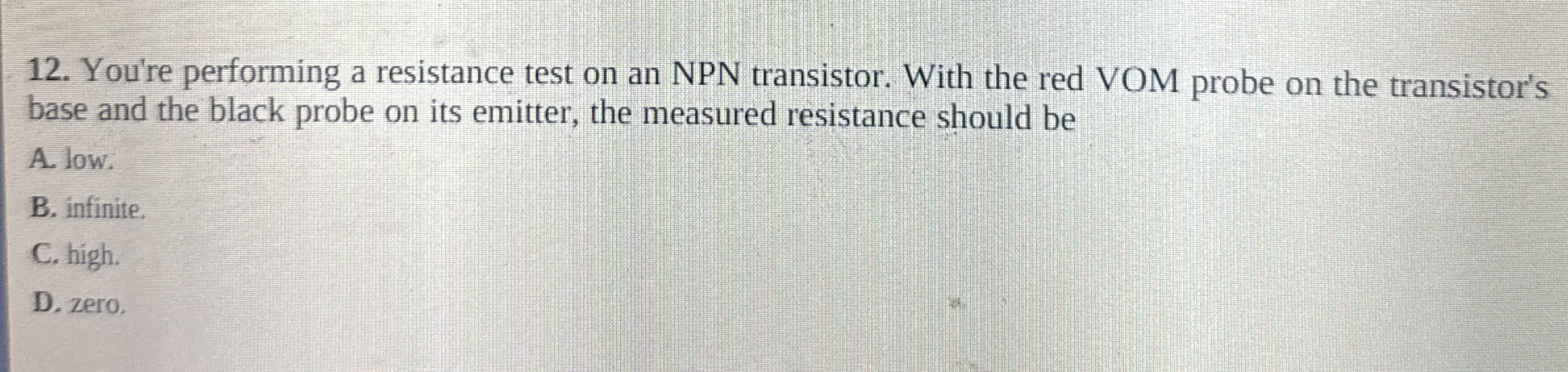 You're troubleshooting the incoming supply of a 4