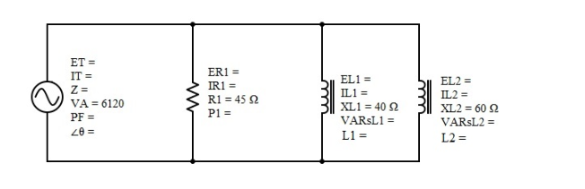 ET = IT = Z = VA = 6 1 2 0 VAPf = = ER 1 = IR 1 =