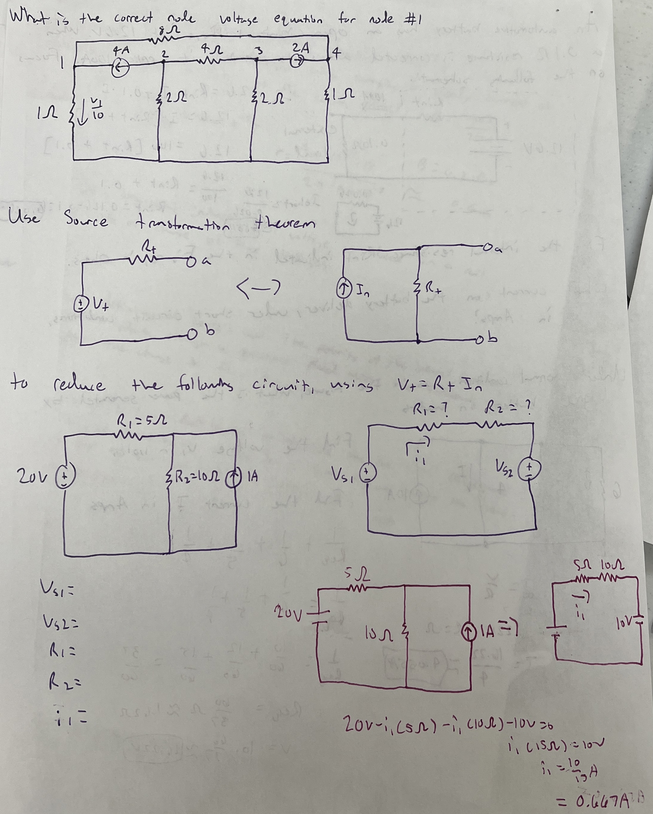 What is the correct Node voltage equation for