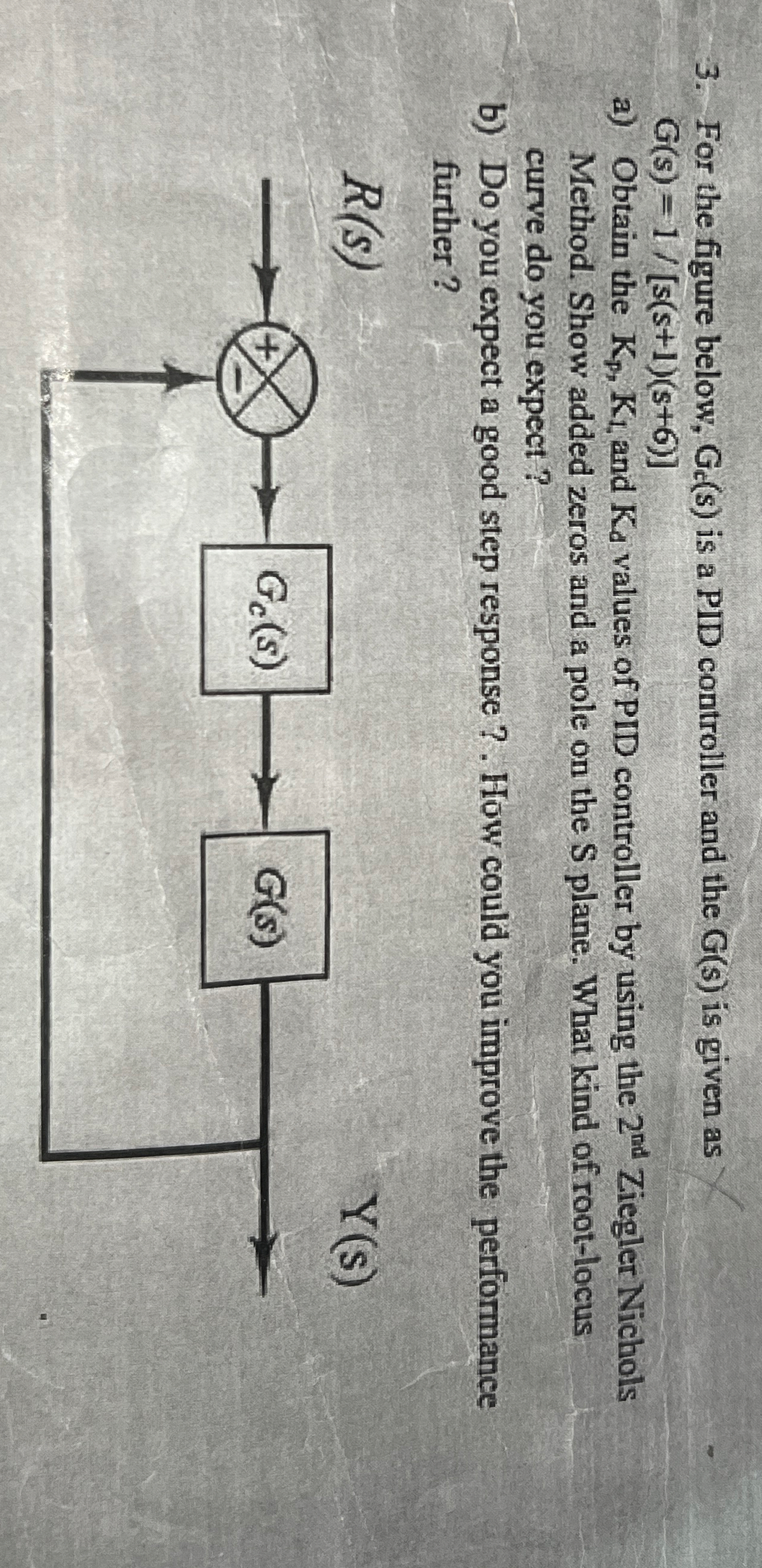 For the figure below, G c ( s ) is a PID