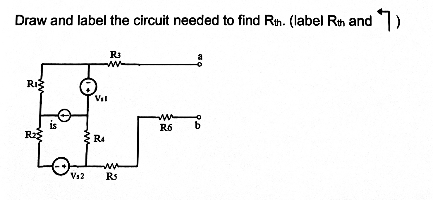 Draw and label the circuit needed to find R t h .