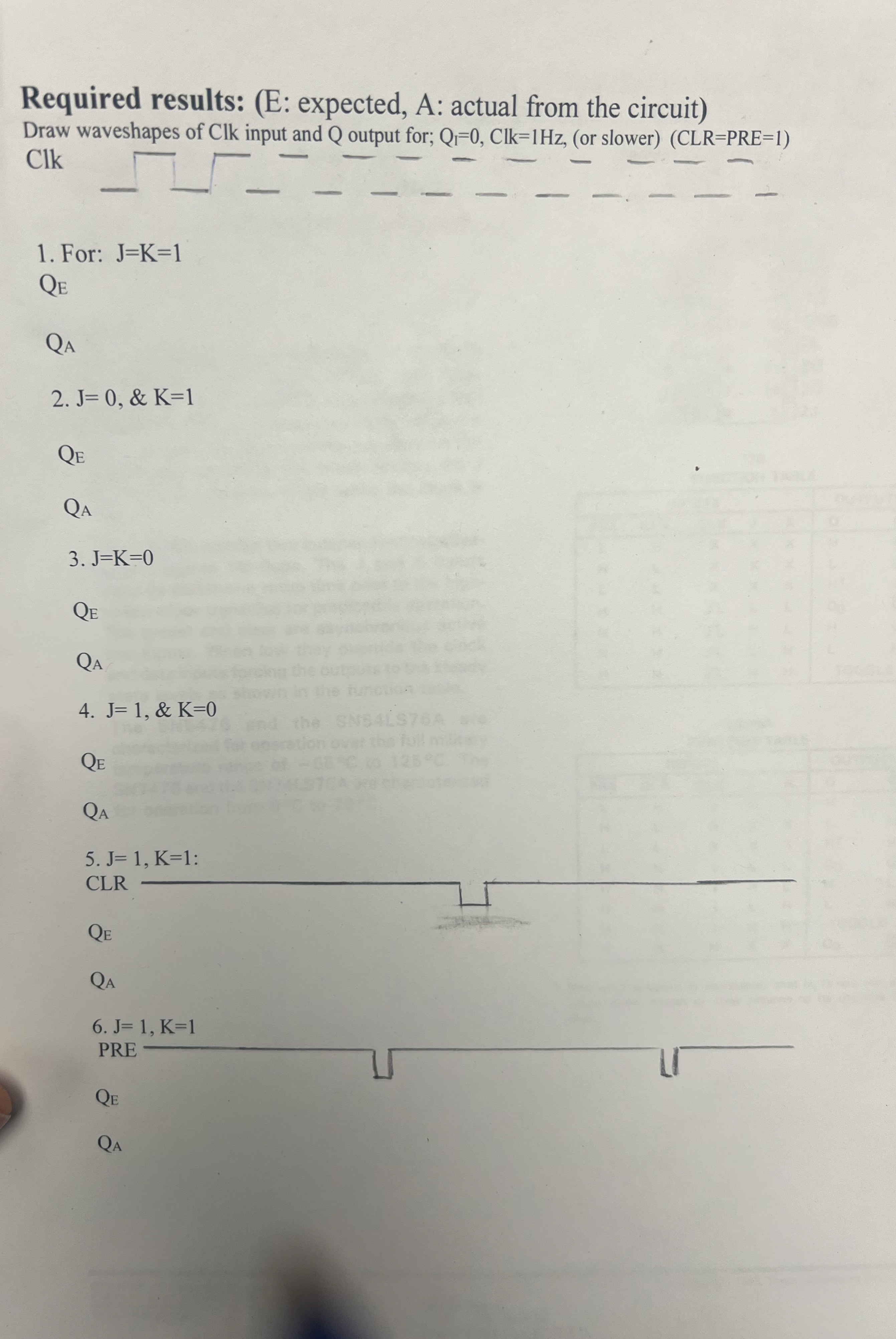 Required results: ( E: expected, A: actual from