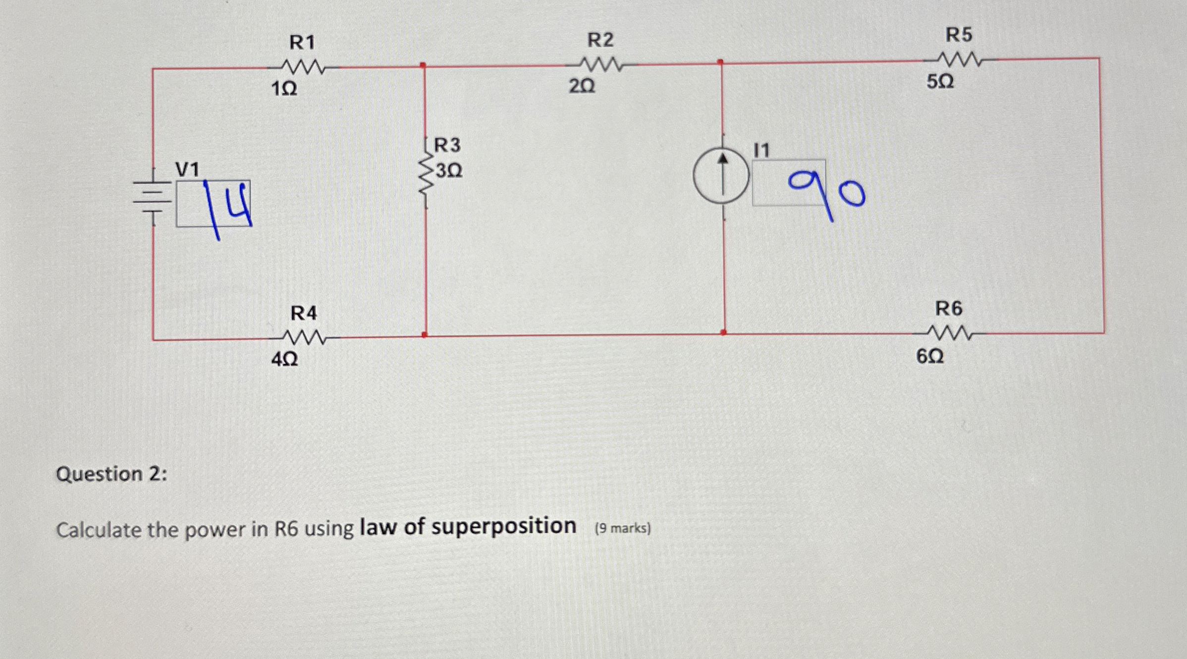 Question 2 : Calculate the power in R 6 using law