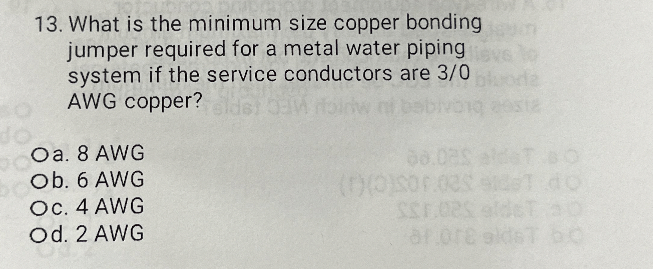 What is the minimum size copper bonding jumper