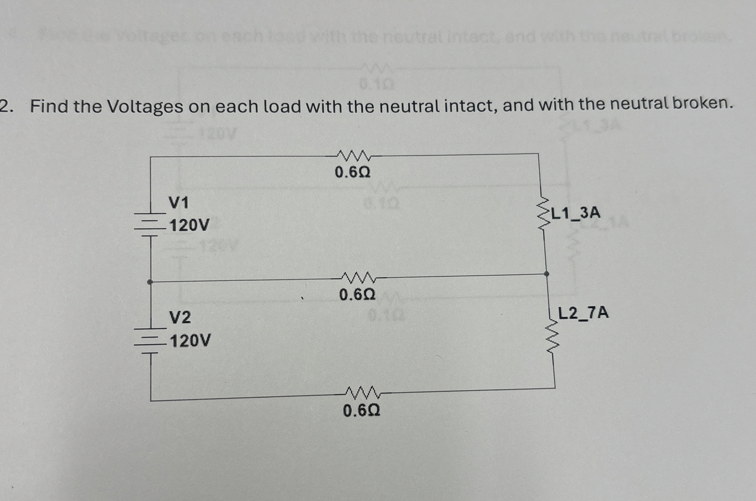 Find the Voltages on each load with the neutral