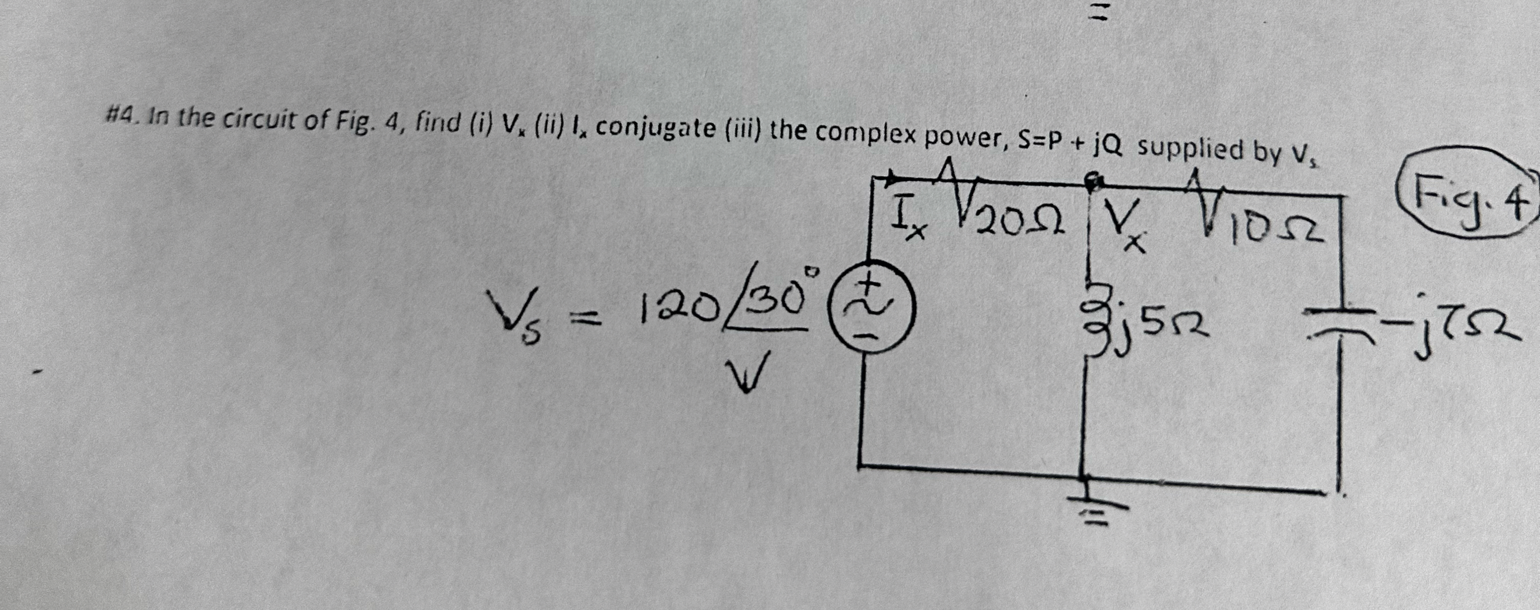 Find Vx , Ix , and S