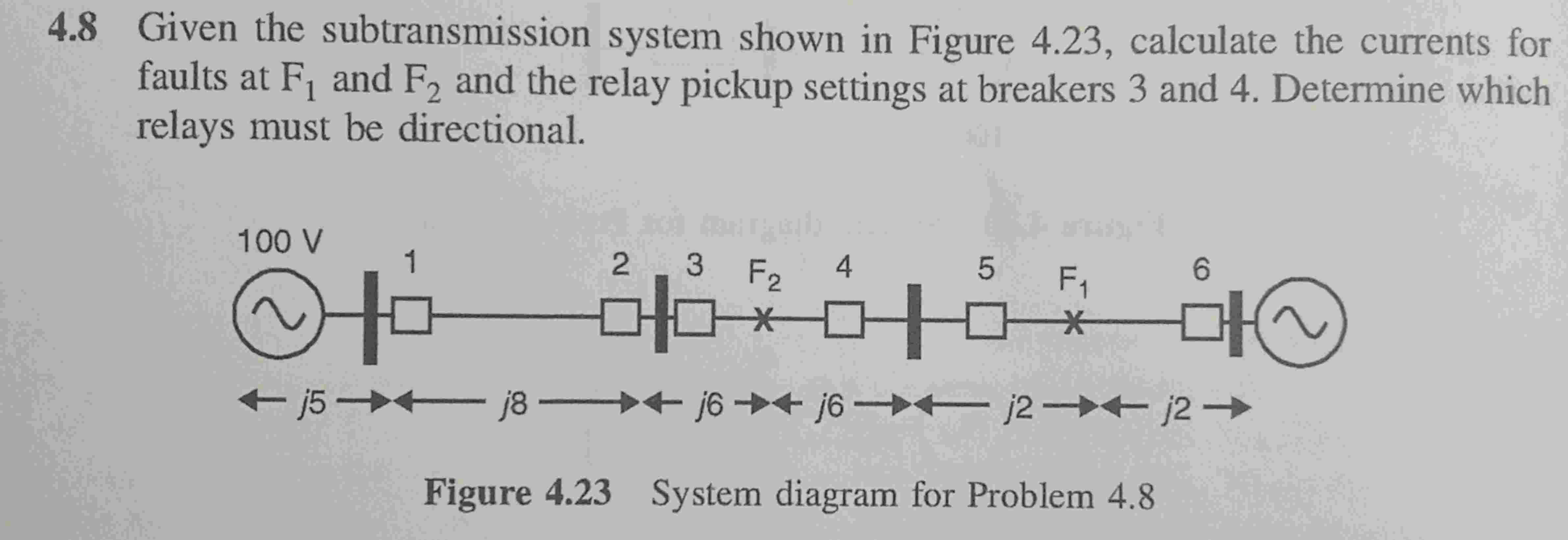 4 . 8 Given the subtransmission system shown in