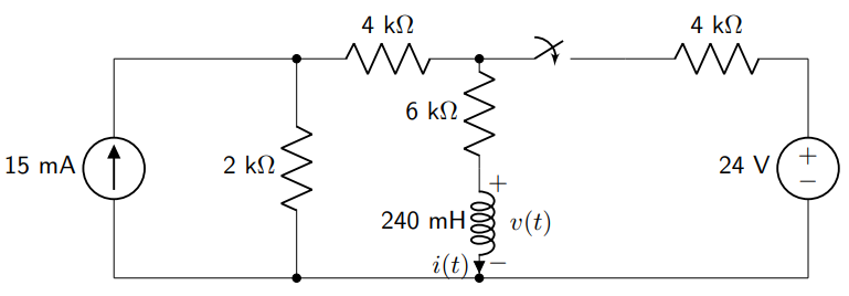 Determine i ( t ) for t  style=