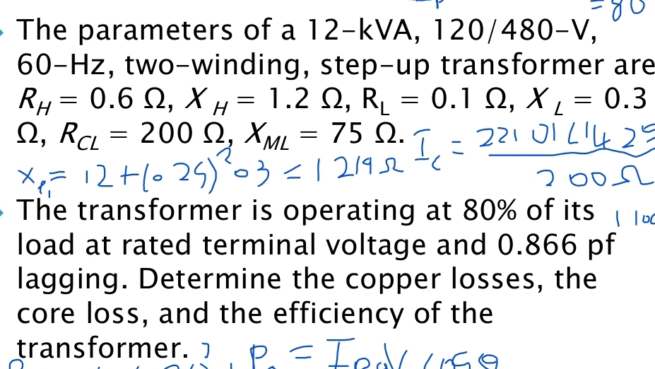 The parameters of a 1 2 - kVA, 1 2 0 / 4 8 0 - V