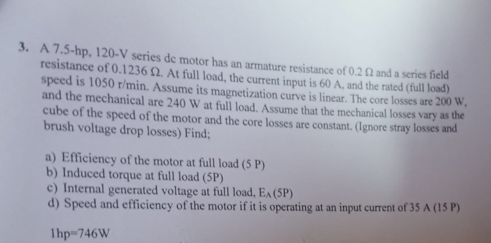 A 7 . 5 - h p , 1 2 0 - V series de motor has an