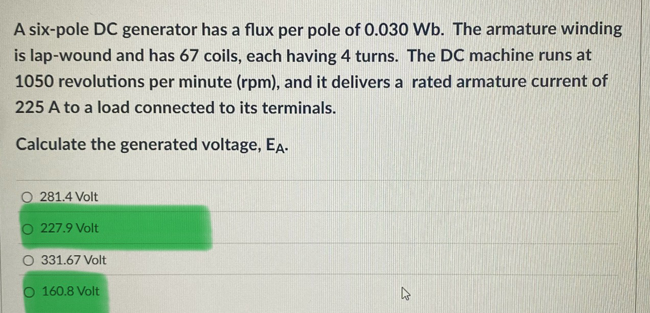 A six - pole DC generator has a flux per pole of