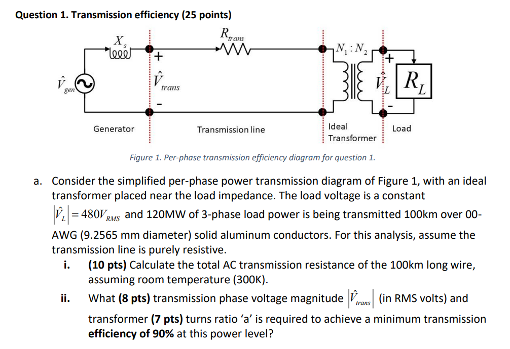 Question 1 . Transmission efficiency ( 2 5 points