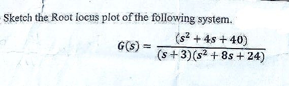 Sketch the Root locus plot of the following